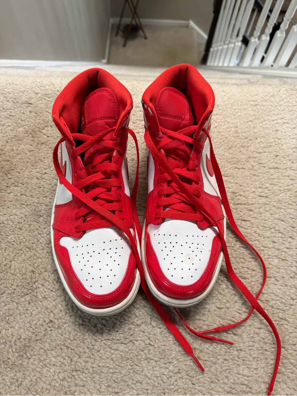 Nike Red and White High-Top Athletic Sneakers